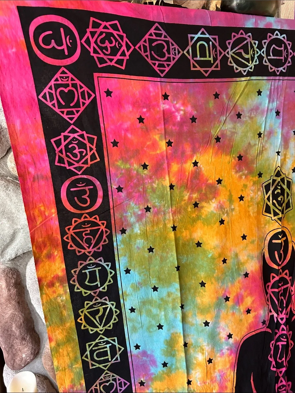Rainbow Chakra Tie-Dye Meditation Wall Hanging Tapestry | 78